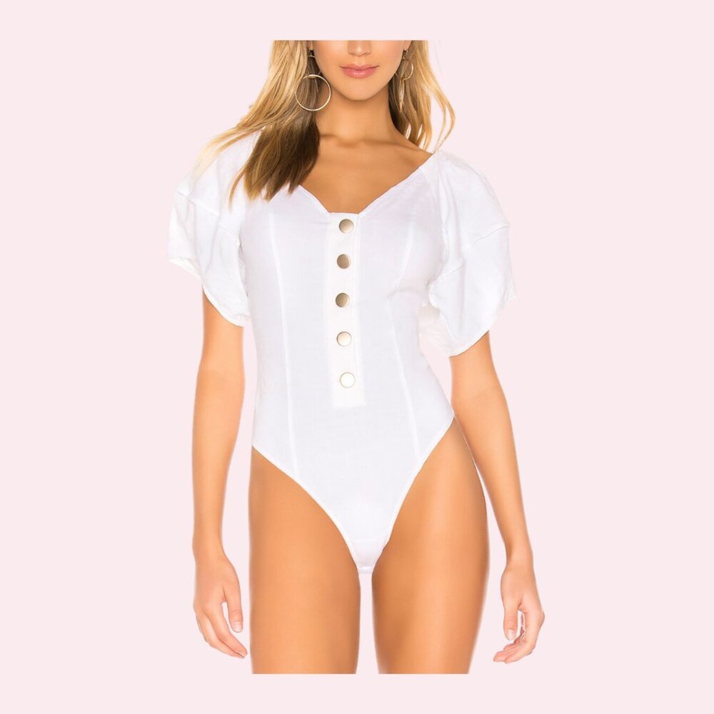 NWT Free People Not Basic Puff-Sleeve Bodysuit Size XS